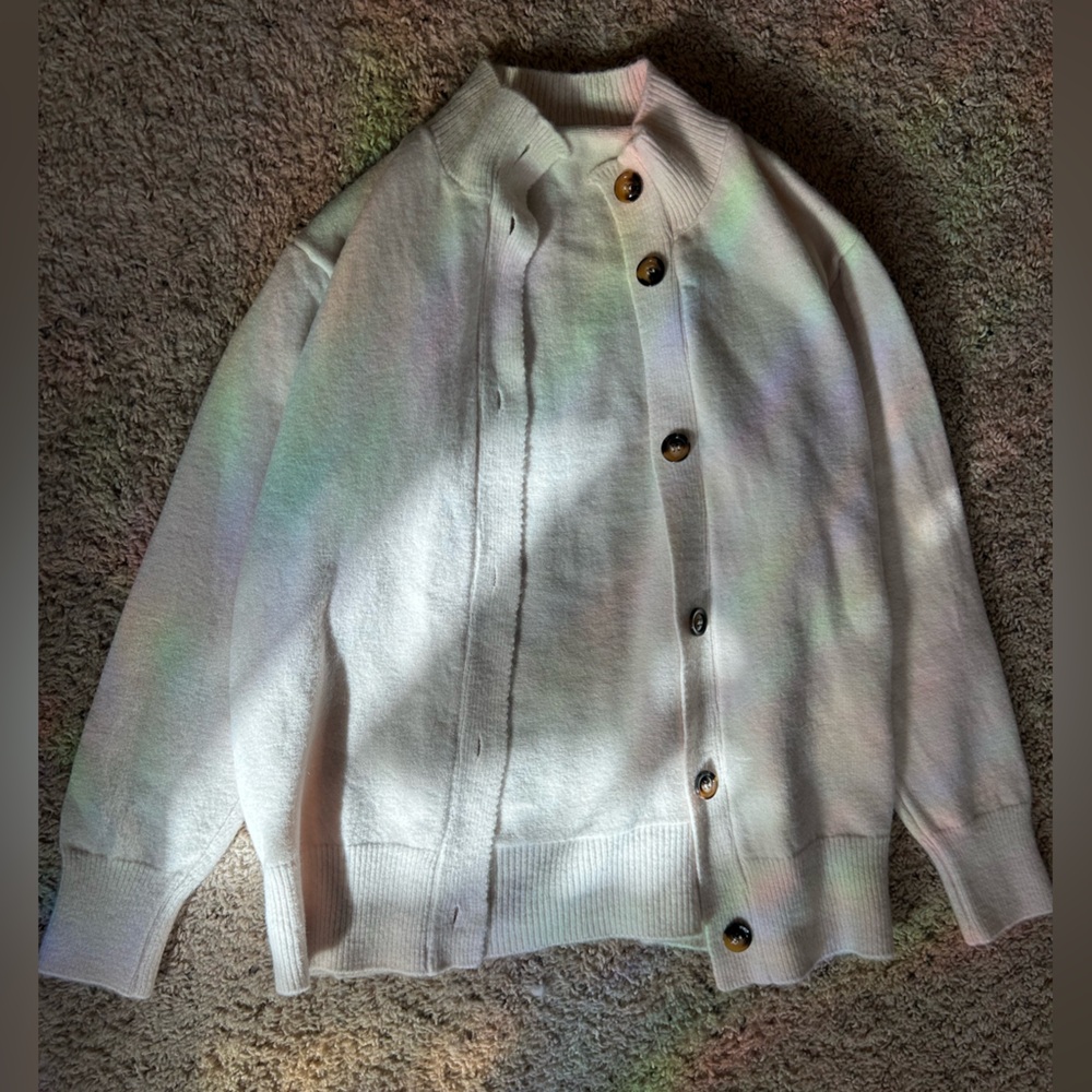 Cream Button-Up Cardigan Sweater
